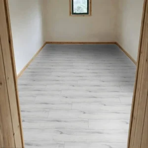 Laminate flooring with a grey finish