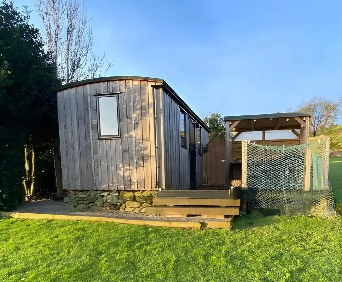 Dumfries shepherds hut garden exterior