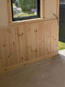 Half height pine tongue groove panelling