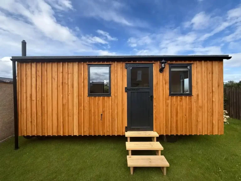 Kingsmills shepherds hut larch exterior