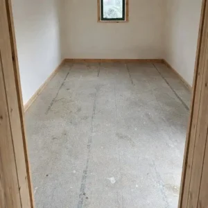 Shepherds hut bare subfloor interior