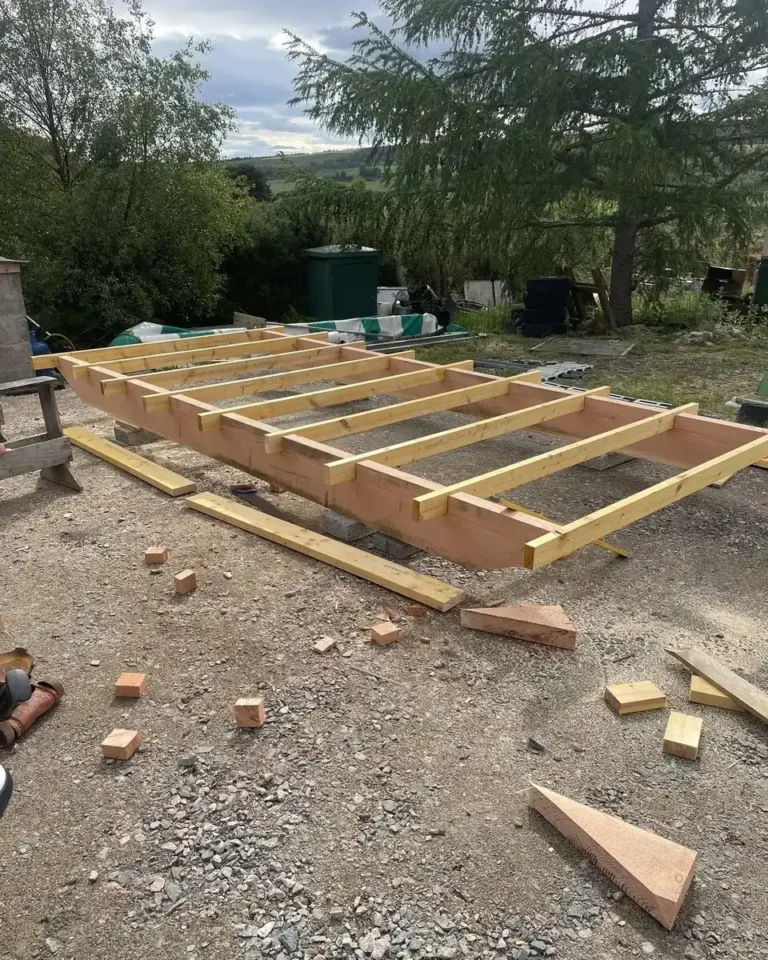 Shepherds hut subfloor joists chassis