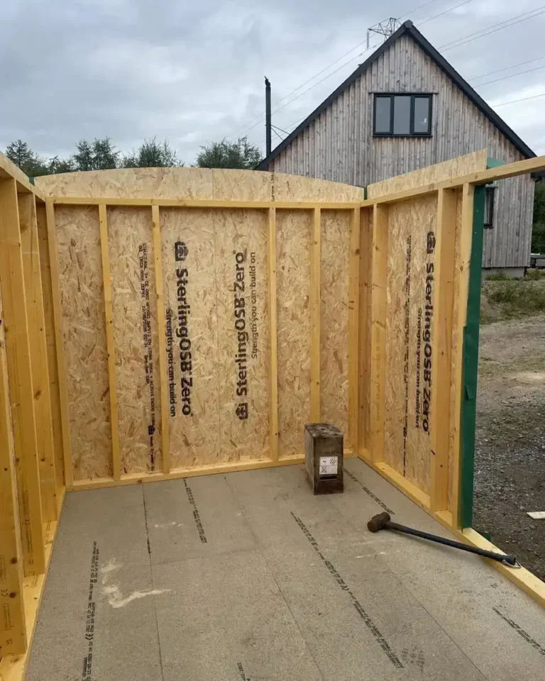 Shepherds hut timber wall framing